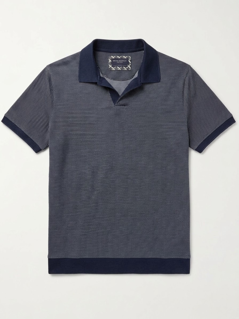 Denim & Flower Ricky Singh Men L Blue Patterned Short Sleeve Polo Shirt Cotton